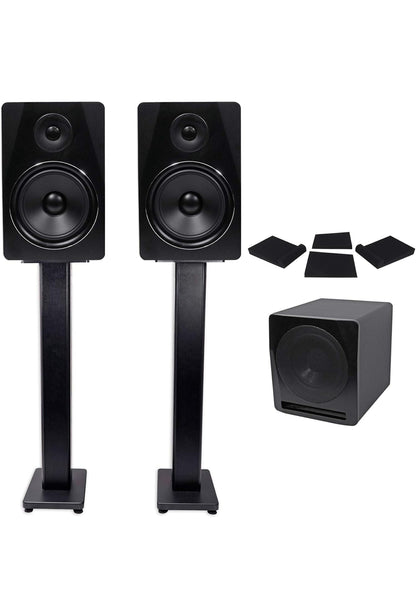 Rockville (2) APM8B 8" Aangedrewe Studio Monitors+Aktiewe 10" Subwoofer+Stande en Kussings