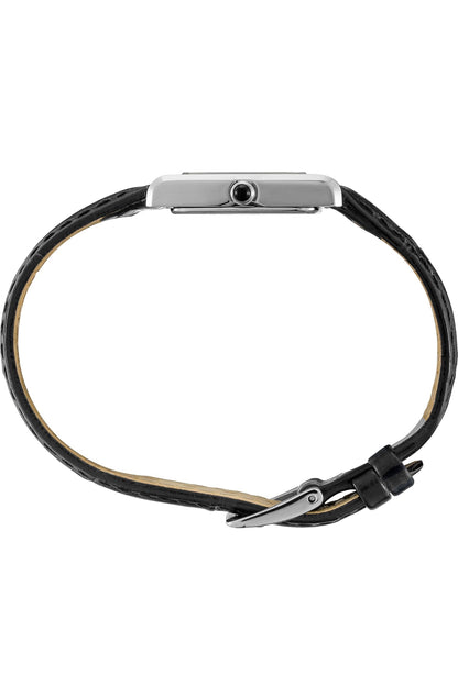 SEIKO Essentials-horlosie waterbestand met reghoekige vlekvryestaalkas en leerband - WIT