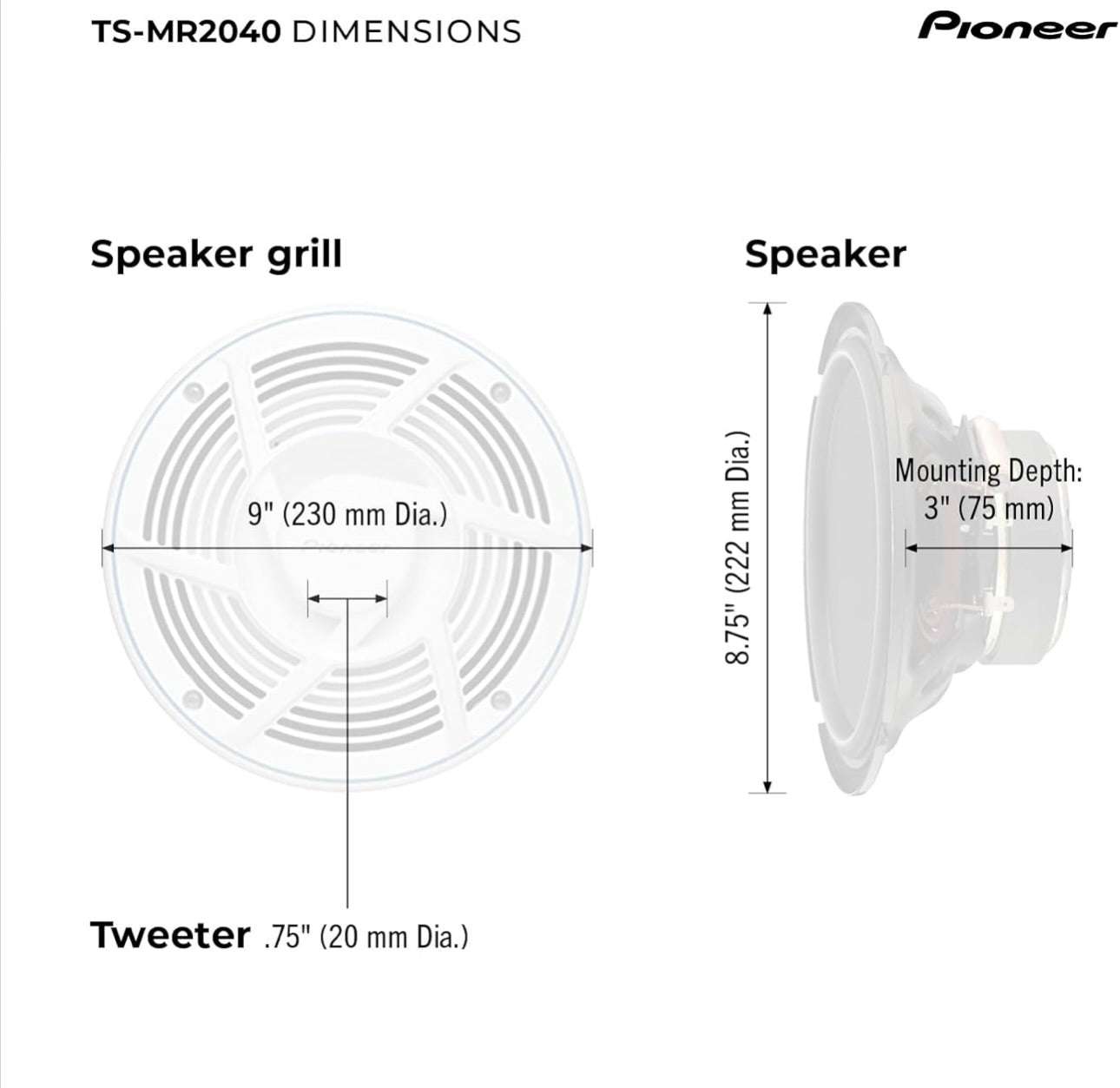 Pioneer TS-MR2040 8 Inch Marine Speakers - PAIR