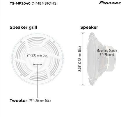 Pioneer TS-MR2040 8 Duim Mariene Luidsprekers - PAAR