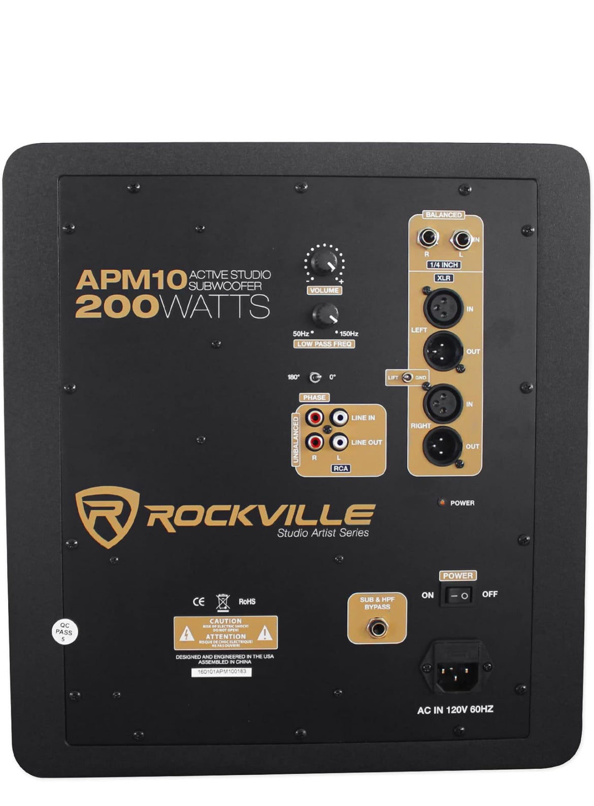 Rockville APM10W Active Studio Subwoofer in White, 10", 400W, MDF Wood, RCA/XLR/Optical, Front-Firing Port