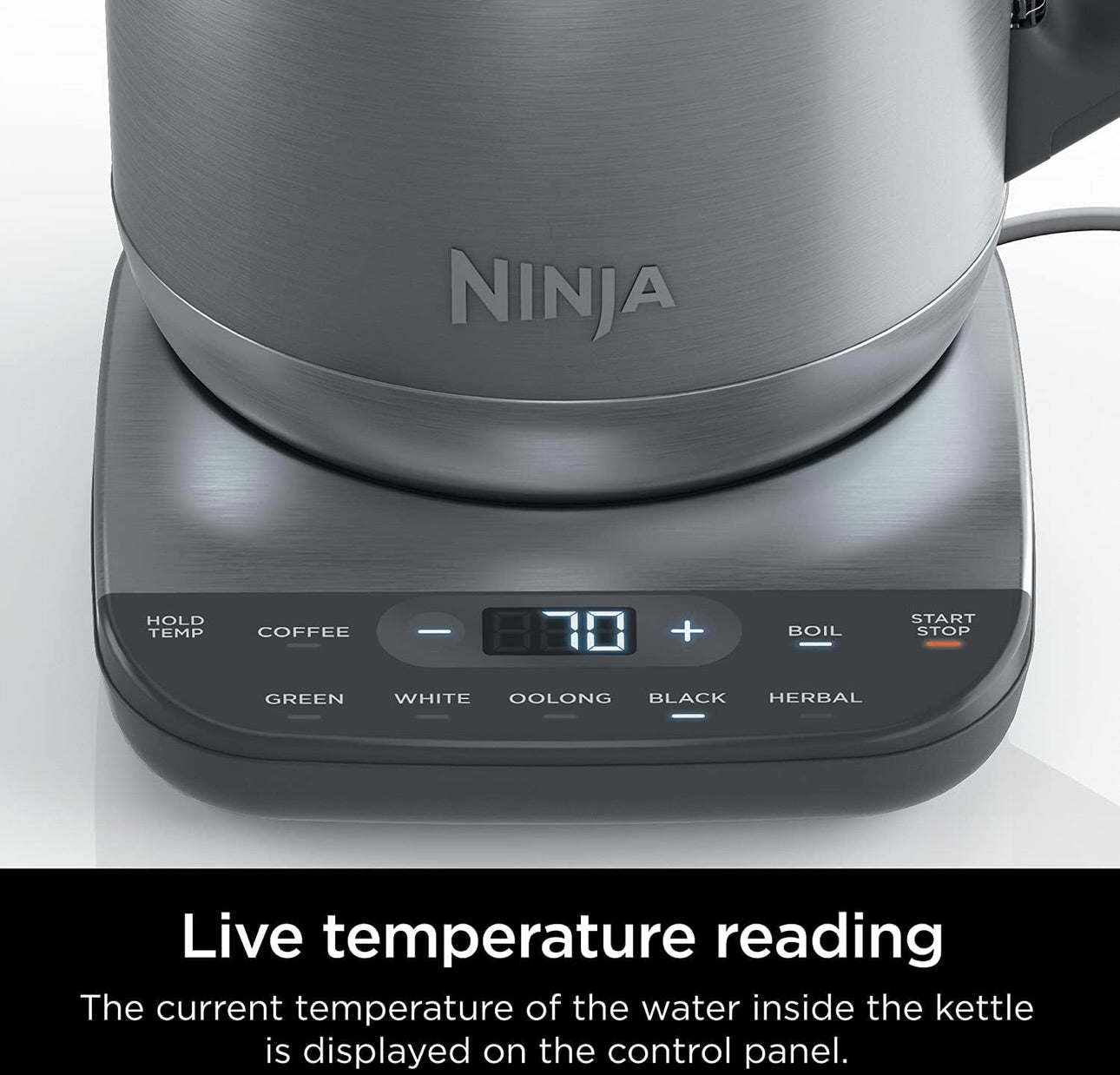 Ninja KT200 Precision Temperature Electric Kettle, 1500 watts 7-Cup Capacity, Hold Temp Setting - Silver