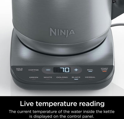 Ninja KT200 Presisie Temperatuur Elektriese Ketel, 1500 watt 7-Koppie Kapasiteit, Hou Temperatuur Instelling - Silwer
