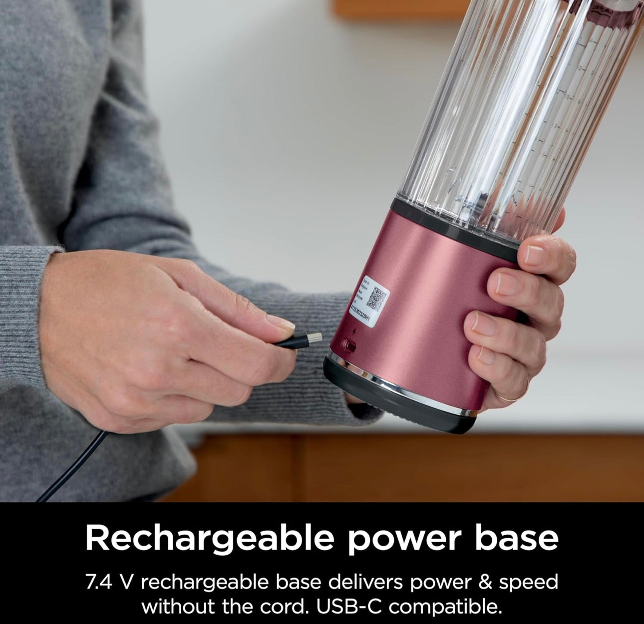 Ninja Blast Portable Blender, Cordless, 18oz. Vessel, Personal Blender BPA Free, Leakproof-Lid and Sip Spout, USB-C Rechargeable, Dishwasher Safe - Metallic Cherry - BC151RD