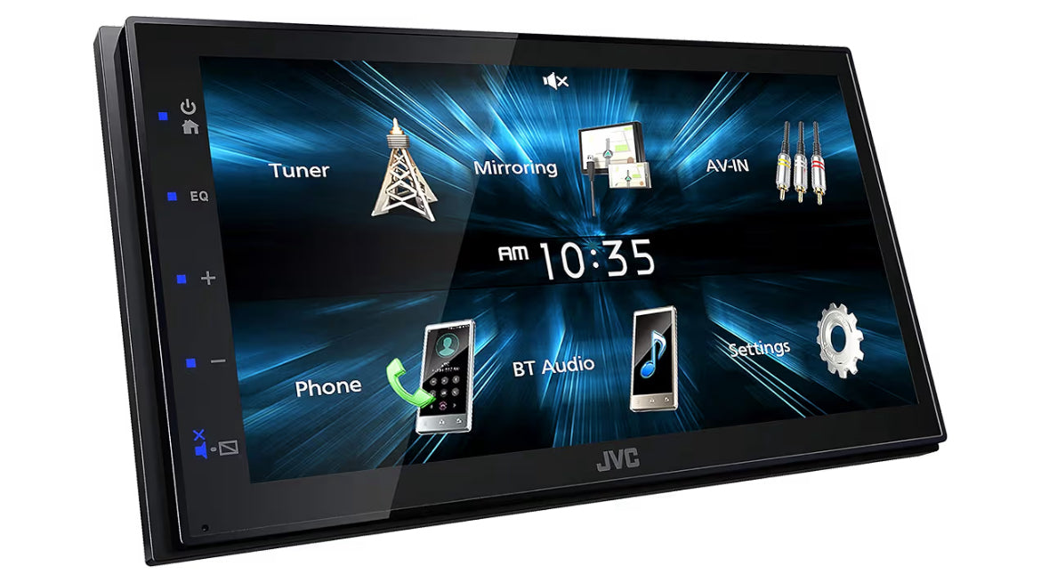 JVC KW-M150BT Bluetooth Motorradio-Ontvanger met USB-poort – 6.75" Raakskerm – AM/FM Radio – MP3-speler Dubbel DIN – 13-band EQ (Swart)
