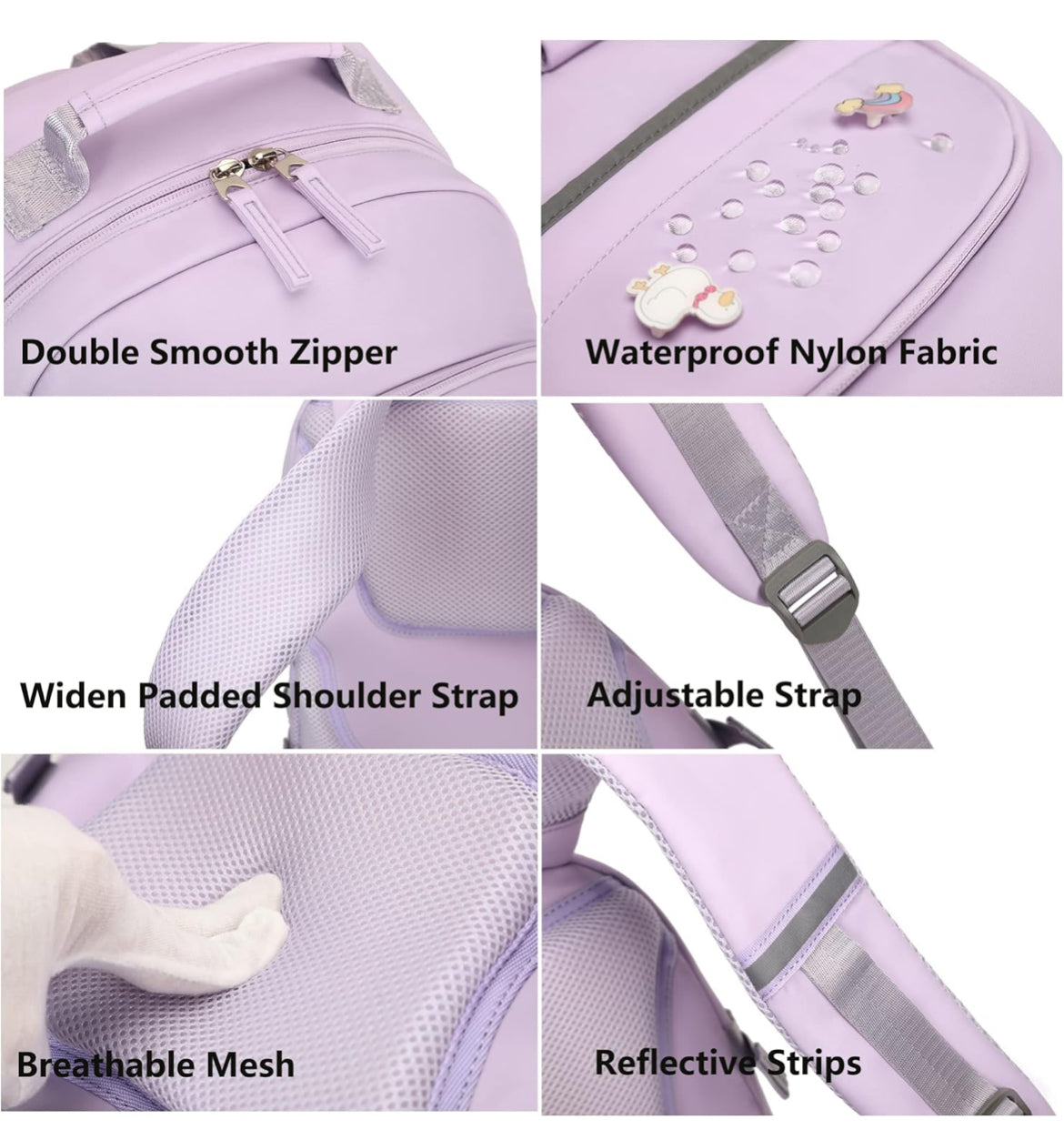 Backpack for Girls, 15.6 Inch Laptop School Bag Kids Kindergarten Elementary College Backpacks Large Bookbags for Teen Girl Women Students Casual Travel Daypacks (Purple)