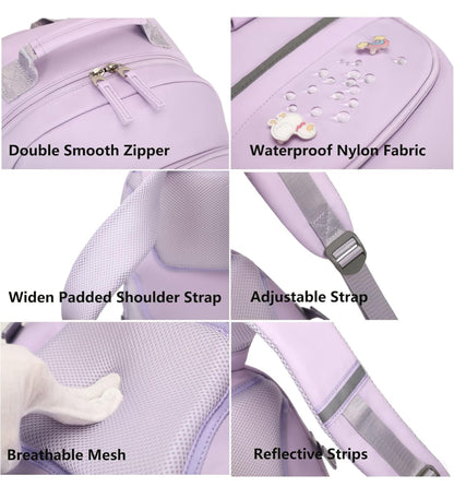 Backpack for Girls, 15.6 Inch Laptop School Bag Kids Kindergarten Elementary College Backpacks Large Bookbags for Teen Girl Women Students Casual Travel Daypacks (Purple)
