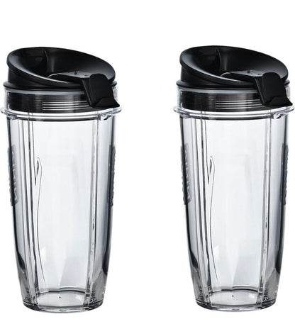 Nutri Ninja 24-Ons BPA-vrye Tritan-beker met Tuitdeksel, 2-pak, XSK2424, Versoenbaar met: BL45x/BL48x/BL49x/BL64x/BL68x/BN4xx/BN75x/BN8xx/BR6xx/ SS1xx/SS15x/SS3xx/SS4xx/CB1xx/CB3xx/CB4xx/TB3xx/TB4xx