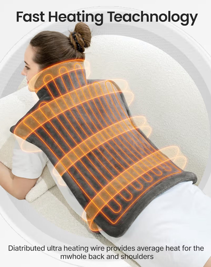 Back Heating Pad for Back Pain Relief - Neck and Shoulder Heat Pad, Auto Shut Off - (Gray)