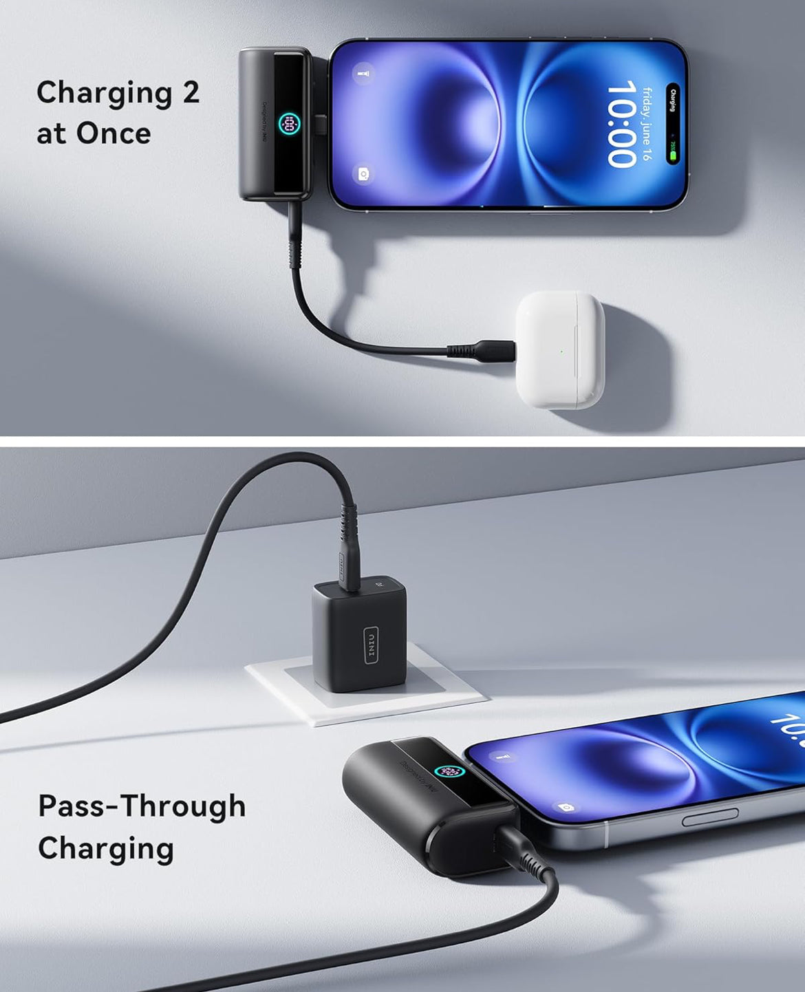 INIU Mini Portable Charger, 5500mAh Power Bank with Build-in USB-C Connector, 22.5W Fast Charging Battery Pack, Travel Essential Charger for iPhone 16 15, Fit for College Students Boys Girls, Yellow