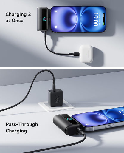 INIU Mini Portable Charger, 5500mAh Power Bank with Build-in USB-C Connector, 22.5W Fast Charging Battery Pack, Travel Essential Charger for iPhone 16 15, Fit for College Students Boys Girls, Yellow
