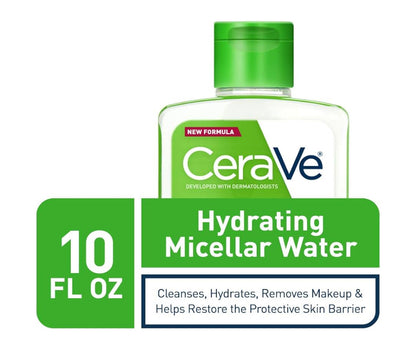 CeraVe Micellêre Water, Hidrerende Gesigsreiniger & Ooggrimeringverwyderaar Sonder Geur & Nie-Irriterend (10 Vloeistof Onse)