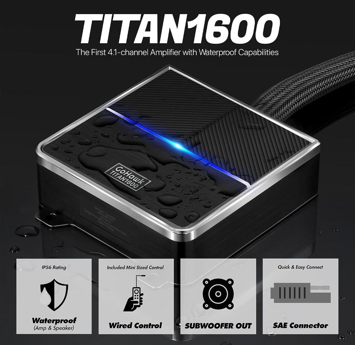 Motorcycle Bluetooth Speakers 4-Speaker Waterproof Audio System
4.25 Inch Full-range Speakers, 1600W Peak Power, Bluetooth/USB/AUX/FM Radio, Subwoofer Output, Fits 7/8-1.25 inch handlebars