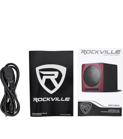 Rockville APM10B Aktiewe Studio Subwoofer in Swart, 10"", 400W, MDF Hout, RCA/XLR/Opties, Vooraan Vurende Poort