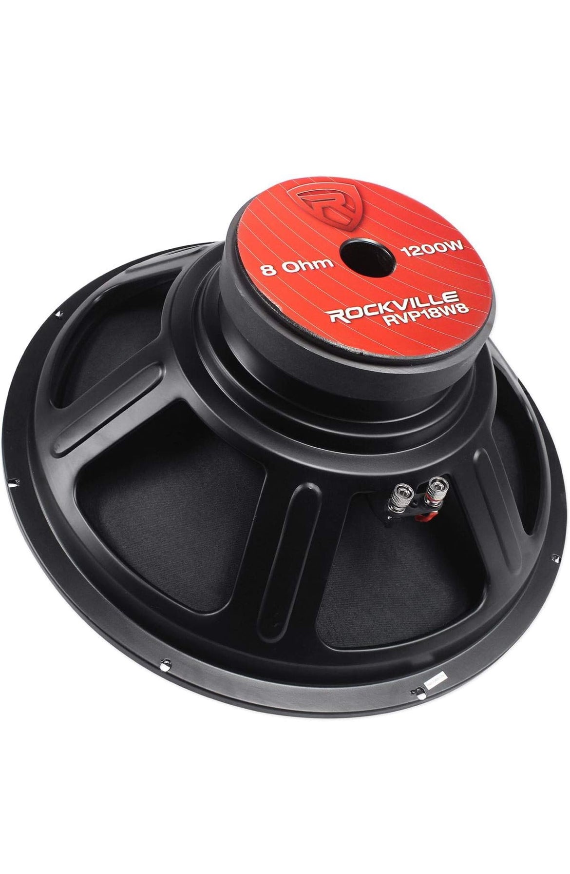 Rockville RVP18W8 1200 Watt 18" Rou DJ PA Subwoofer 8 Ohm, Hoë-Uitslag Woofer, Diep Bas, Duursame Konstruksie, vir Regstreekse Klank en Tuis teater