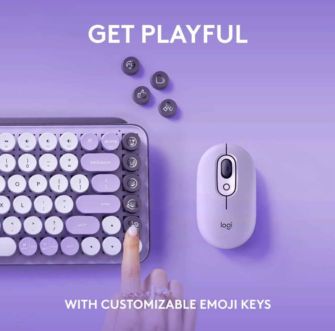 Logitech POP Keys Mechanical Wireless Keyboard with Customizable Emoji Keys, Durable Compact Design, Bluetooth or USB Connectivity, Multi-Device, OS Compatible - Cosmos