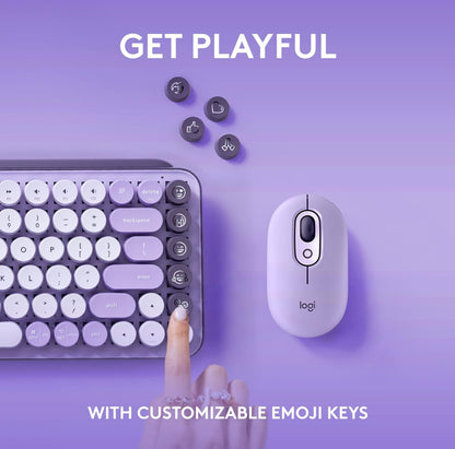 Logitech POP Keys Meganiese Draadlose Sleutelbord met Aanpasbare Emoji-sleutels, Duursame Kompakte Ontwerp, Bluetooth- of USB-verbinding, Veelvuldige Toestelle, OS-versoenbaar - Cosmos