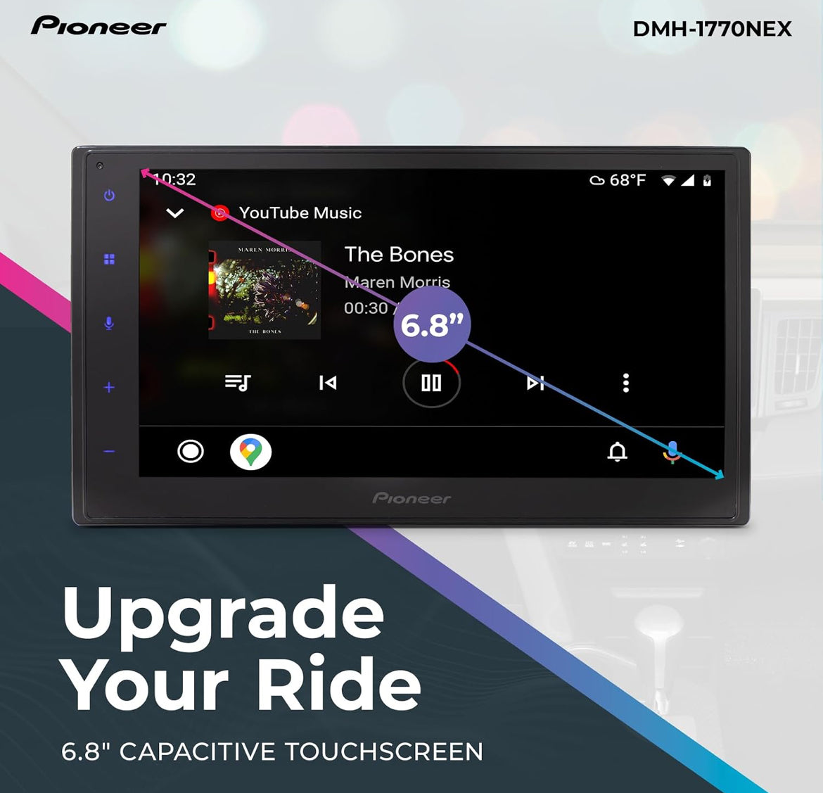 Pioneer 6.8" Capacitive Touchscreen Double Din Car StereoDigital Multimedia Receiver, Wired CarPlay & Android Auto, Bluetooth, Backup Cam, FLAC, AM/FM, Front/Rear/Sub RCA Preouts