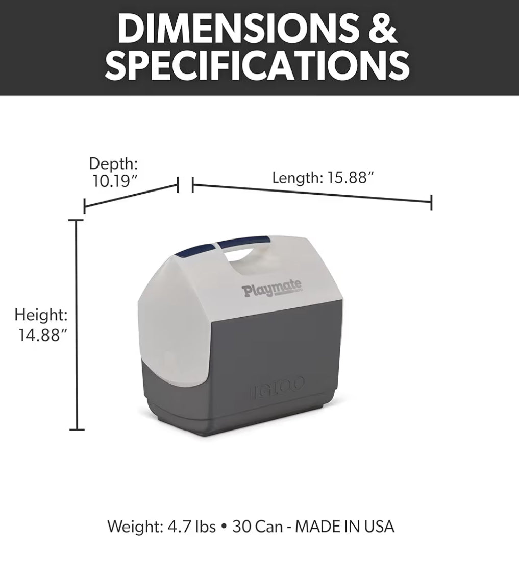 Igloo Playmate Classic Cooler – Insulated Hard Shell, Durable & Portable - (Carbonite)