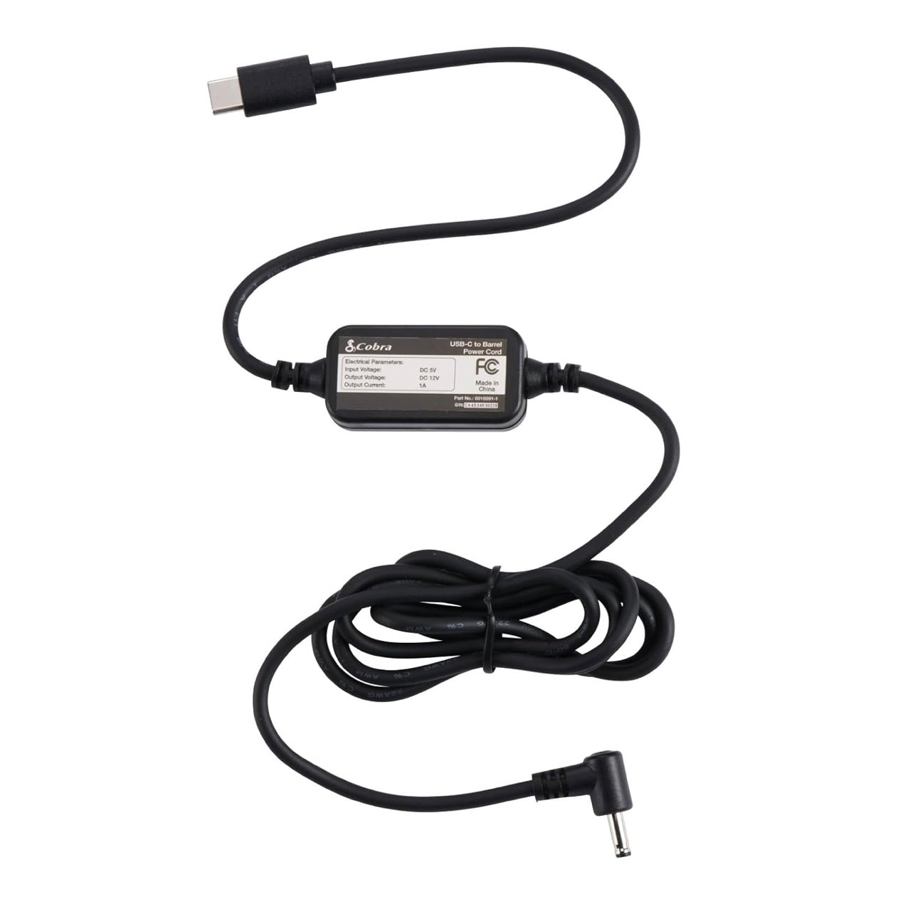 Cobra USB-C na Vatkoppelaar Radarverklikker Kragkabel Radarverklikkers, Versoenbaar RAD350 380 450 480i 700i en Geskik vir Radarverklikker Windskermmontering