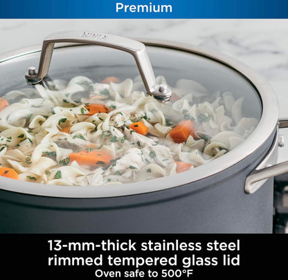 Ninja C33000 Foodi NeverStick Premium 3-Stuk Kookgerei Stel, 30 cm Braaipan, 4.7 Liter Soteerpan met Glasdeksel, Hard-Geanodiseer, Kleefvry, Duursaam en Oondveilig tot 260°C, Leigrys