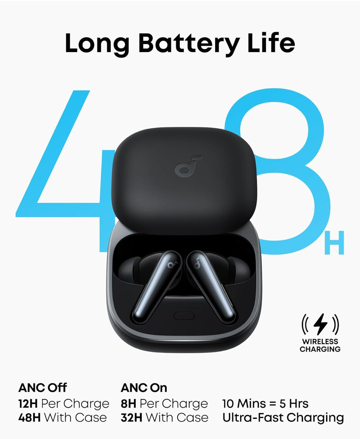 Soundcore Liberty 5 by Anker, Noise-Cancelling Wireless Earbuds, 2x Stronger Voice Reduction, Real-Time Adaptive Noise Cancellation, Fast Charging, Dolby Audio, 6-Mic AI Clear Calls, Long Battery Life