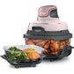 Ninja Crispi 4-in-1 Portable Glass Air Fryer Cooking System, 4 QT & 6 Cup Glass Containers with Storage Lids- Pink, FN101PK