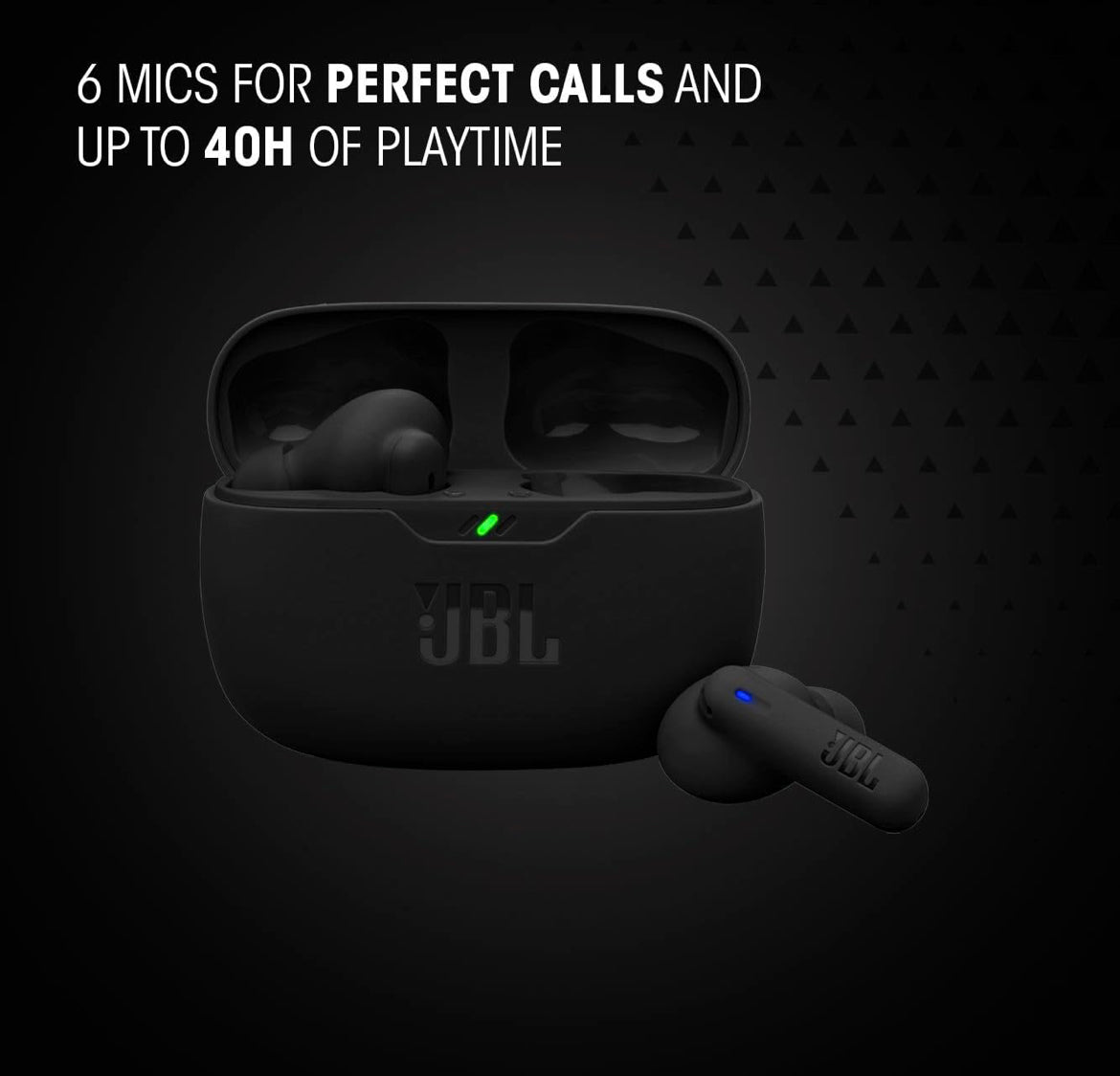 JBL Vibe Beam 2 - True Wireless Noise Cancelling Earbuds Pure Bass Sound & Smart Ambient Technology, 4mics for Crisp, Clear Calls, up to 40Hrs of Playback, IP54 Dust & Water Resistant (Black)