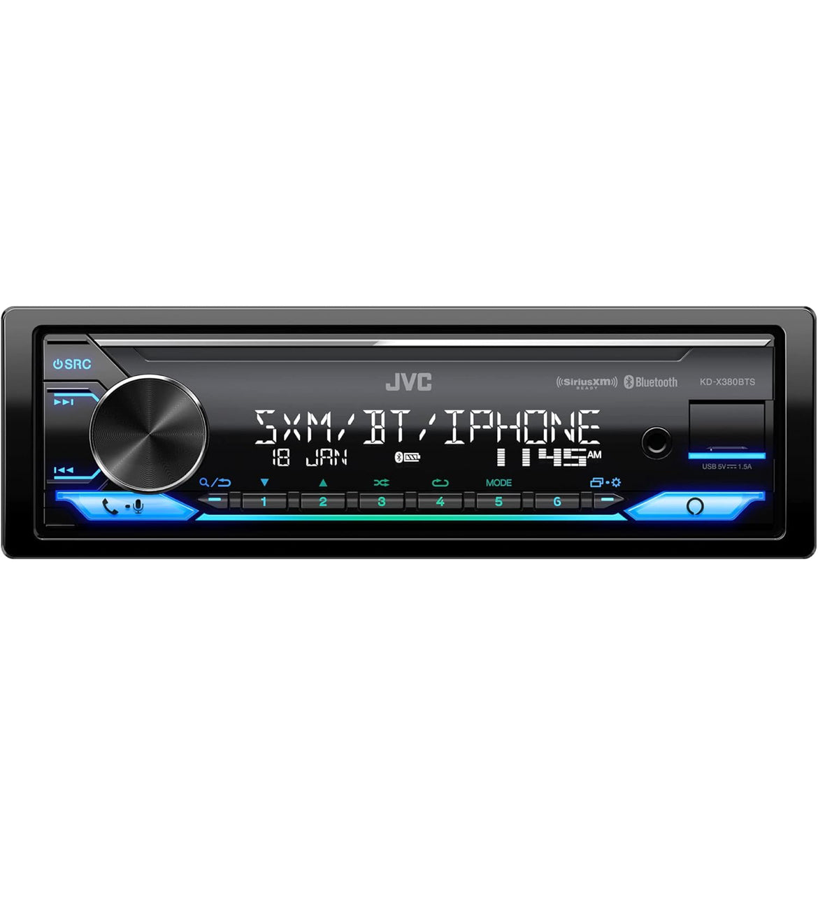 JVC KD-X380BTS Digitale Media Motorontvanger met Bluetooth, USB, SiriusXM, Amazon Alexa