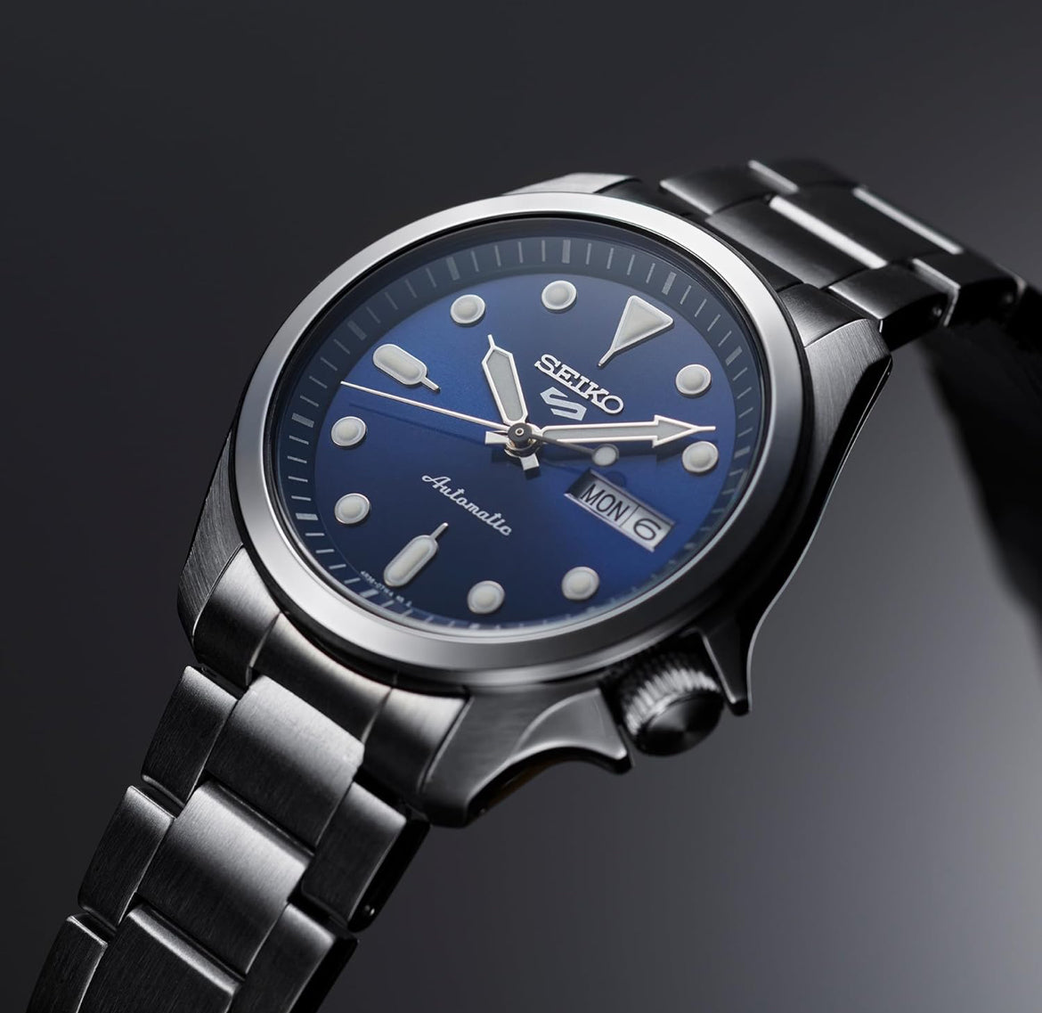 SEIKO Outomatiese Horlosie 5 Sports - Dag-/Datumkalender, LumiBrite Wysers en Merkers, en Roterende Ring, 100m Waterbestand