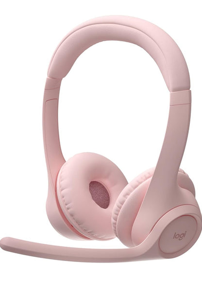 Logitech Zone 300 draadlose Bluetooth-koptelefoon met geraasdempende mikrofoon, versoenbaar met Windows, Mac, Chrome, Linux, iOS, iPadOS, Android – Rose