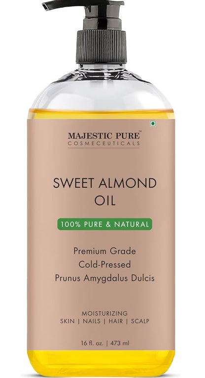 SUIWER Soet Amandelolie, Driedubbel A Graad Kwaliteit, Suiwer en Natuurlik Kouegepars, (Verpakking Kan Verskil) - (16 fl. Oz)