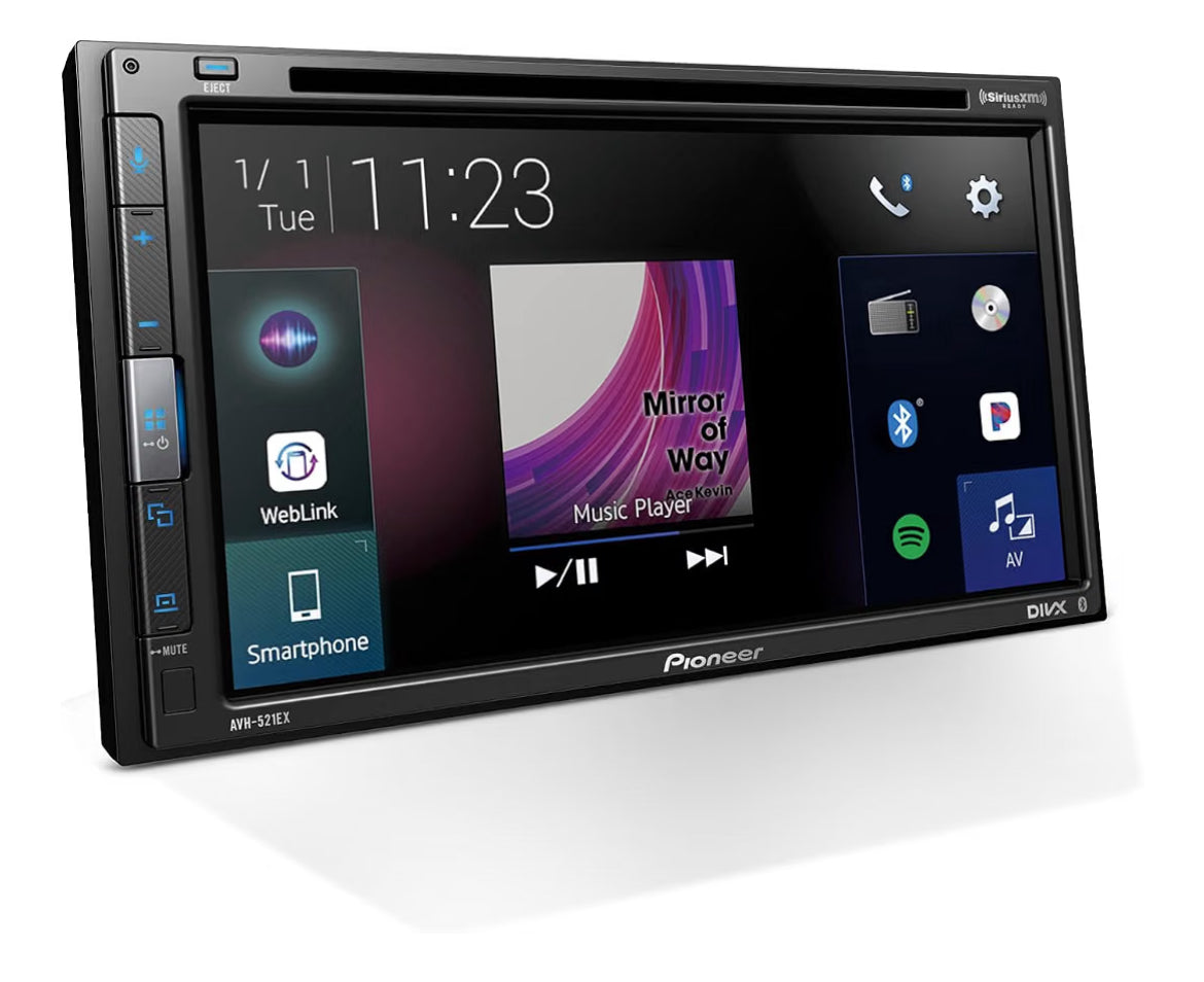 Pioneer AVH-521EX 6.8" Resistive Touchscreen Double Din Car Stereo
DVD Multimedia Receiver, Bluetooth, Backup Camera, SiriusXM, USB, FLAC Playback, MIXTRAX, 13-Band EQ, AM/FM Radio Preouts