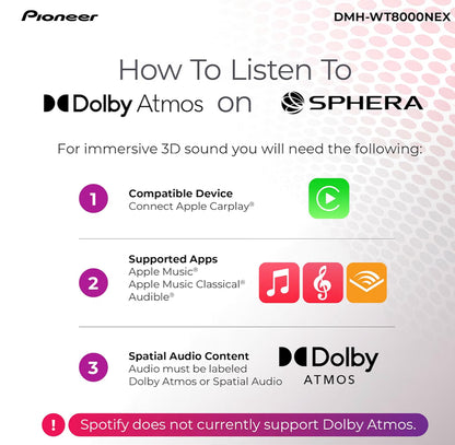 Pioneer DMH-WT8000NEX 10.1" Touchscreen Single Din Dolby Atmos Car Stereo
Digital Multimedia Receiver, Wireless Apple CarPlay & Android Auto, Wifi, Bluetooth, HD Radio, Rear Camera Inputs