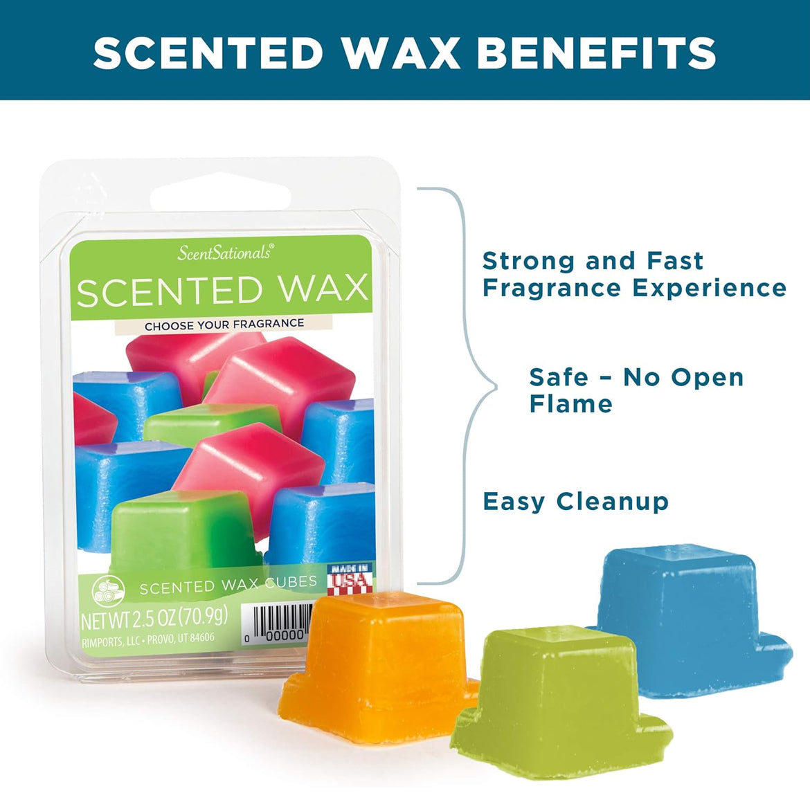Scentsationals Wax Melts, Wax Cubes Strong Scent - Tropical Fiesta - Long Lasting Scented Melts for Warmer - 10oz (PACK OF 4)