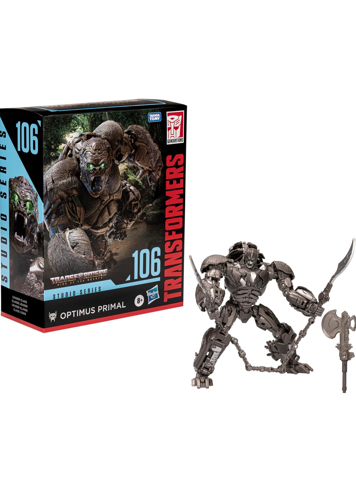Transformers Speelgoed Studio Reeks Leier Rise of The Beasts 106 Optimus Primal Speelding, 8.5-Duim, Aksiefiguur Ouderdomme 8 en Op