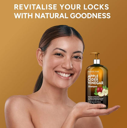 Pure Apple Cider Vinegar Shampoo - Restores Shine & Reduces Itchy Scalp, Dandruff & Frizz - Sulfate Free, for All Hair Types, Men and Women - 16 fl oz (Pack of 2)