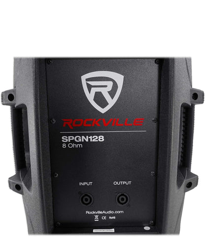 (2) Rockville SPGN128 12" 2400W DJ PA Luidsprekers 8-Ohm+Luidspreker Drasakke BUNDEL
