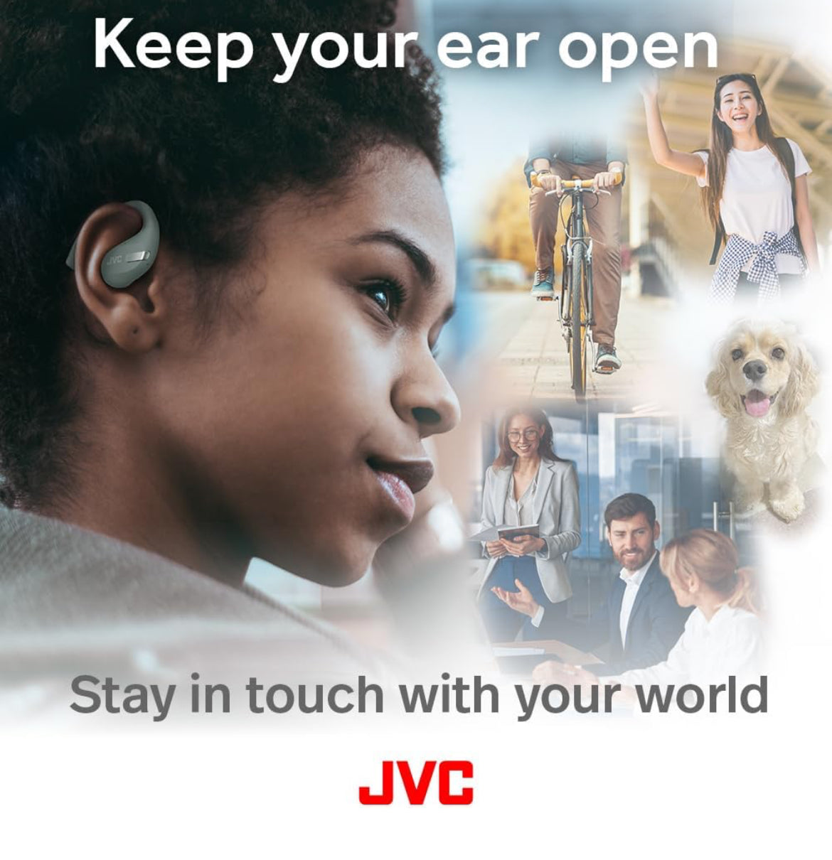 JVC New Nearphones Open Ear True Wireless Headphones with 16mm Large Drivers for Powerful Sound, Single Ear use, Compact Size, and Long Battery Life (up to 38 Hours) - HANP50TG (Green)