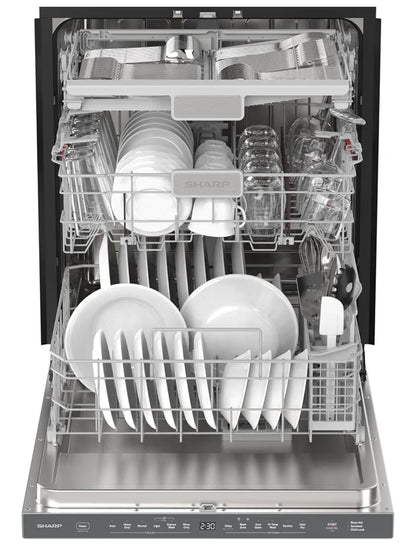 Sharp SDW6735DNS 24 in. Top Control Pocket Handle 49 dBA Dishwasher
3rd Rack, Auto Door Open, Top Controls