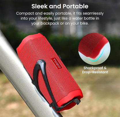 PA2 Portable Bluetooth Speaker w/ Dual Drivers & Dual Bass Diaphragms, Deep Bass Loud Stereo Sound, 25H Playtime, Custom EQ - RED