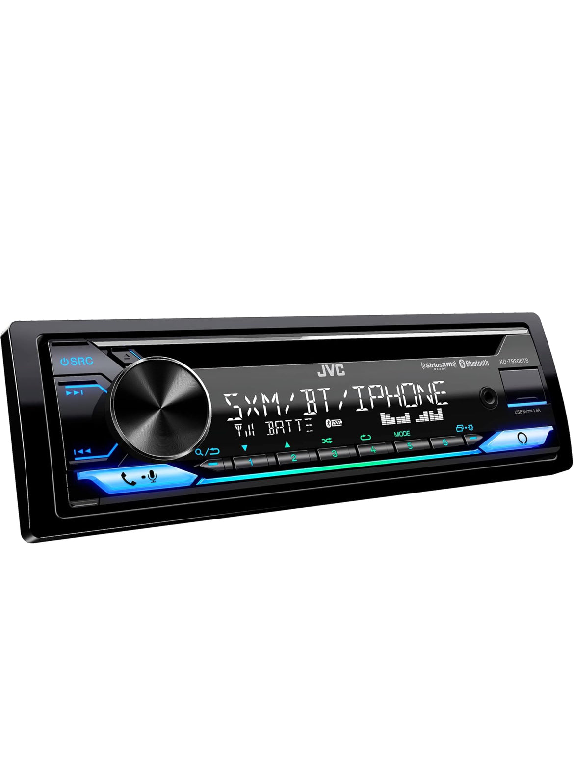 JVC KD-T920BTS Car Stereo with Bluetooth, Front USB, AUX, Amazon Alexa, SiriusXM Radio Ready, Hi-Power Amplifier