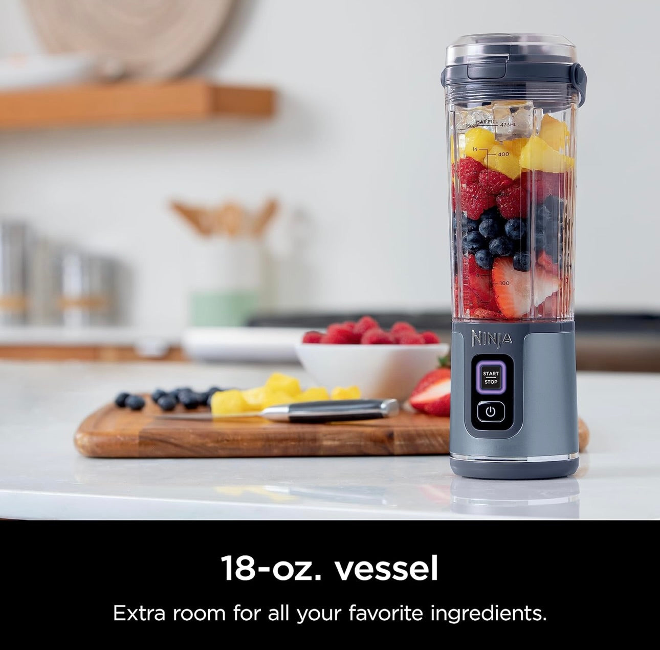 Ninja BC151NV Blast Portable Blender, Cordless, 18oz. Vessel, Personal Blender-for Shakes & Smoothies- Dishwasher Safe Parts -Blue