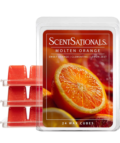 Scentsationals Wax Melts, Wax Cubes Strong Scent - Molten Orange - Long Lasting Scented Melts for Warmer, 10oz (Pack of 4)