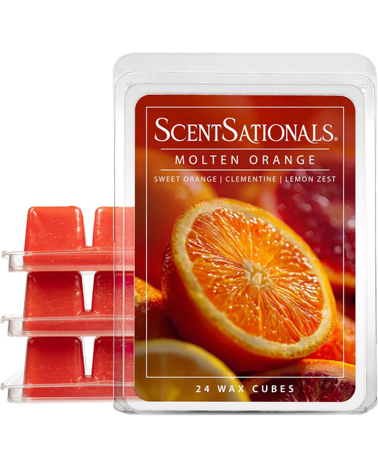Scentsationals Wax Melts, Wax Cubes Strong Scent - Molten Orange - Long Lasting Scented Melts for Warmer, 10oz (Pack of 4)