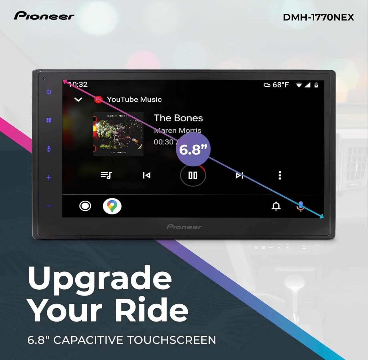 Pioneer DMH-1770NEX Dubbel-DIN Digitale Multimedia-ontvanger, Bedrade Apple CarPlay en Android Auto, 6.8” Kapasitiewe Raakskerm
