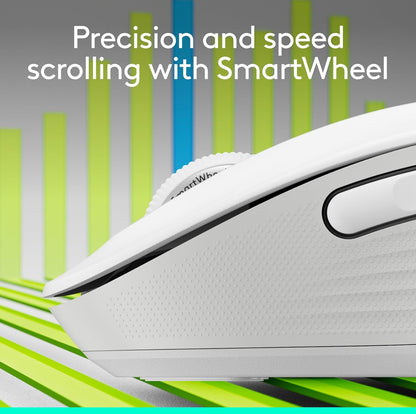 Logitech Wireless Muis Signature M650 L Volgrootte - Groot Hande, Stil Kliek, Aanpasbare Knoppies, Bluetooth, rekenaar/Mac/Chromebook - Off-White, Regshandig, Groot