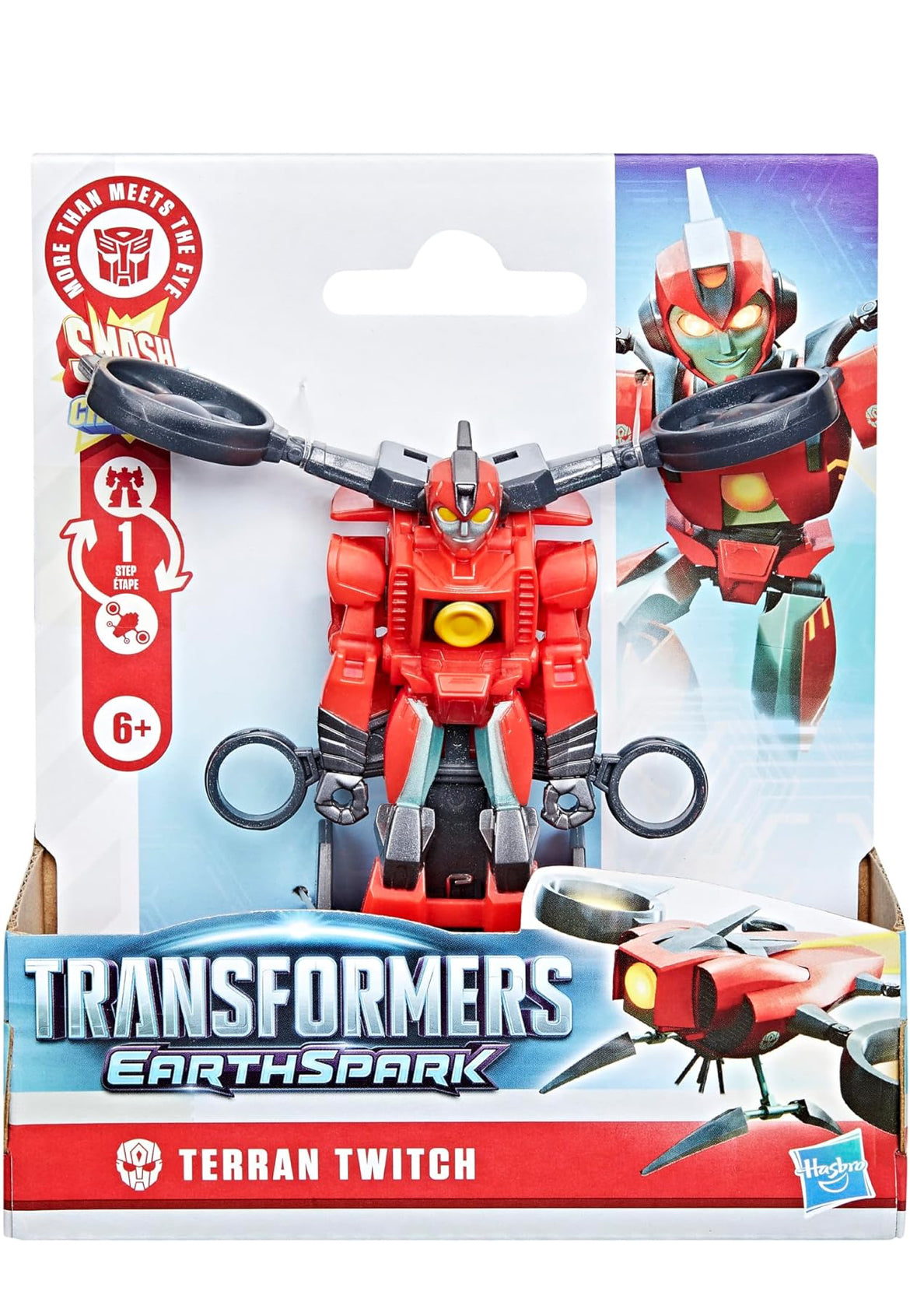 Transformers EarthSpark 1-Step Smash Changers Terran Twitch 4-Inch Action Figure, Robot Toys for Boys and Girls 6 and Up