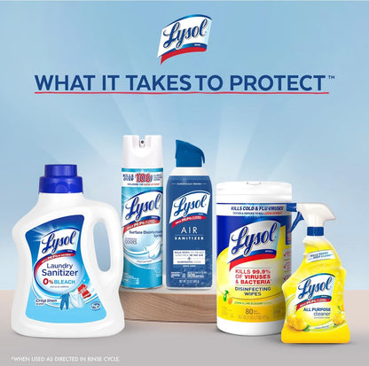 Lysol Ontsmettende Wasgoedontsmetter & Geurversterker, Wasgoedwasmiddelbymiddel, Kleurveilige Bleikmiddelalternatief, Wasgoedreukverwyderaar, Dood Bakterieë & Virusse, Crisp Linen Geur, 90 Fl Oz