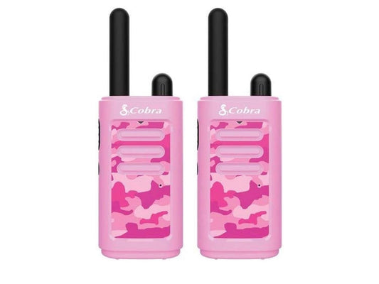 Cobra HE150 Kindervriendelike Walkie Talkies – 16 Myl Reikafstand, 2 Kanale Tweerigtingsradiostel – Pienk, (2-pak)